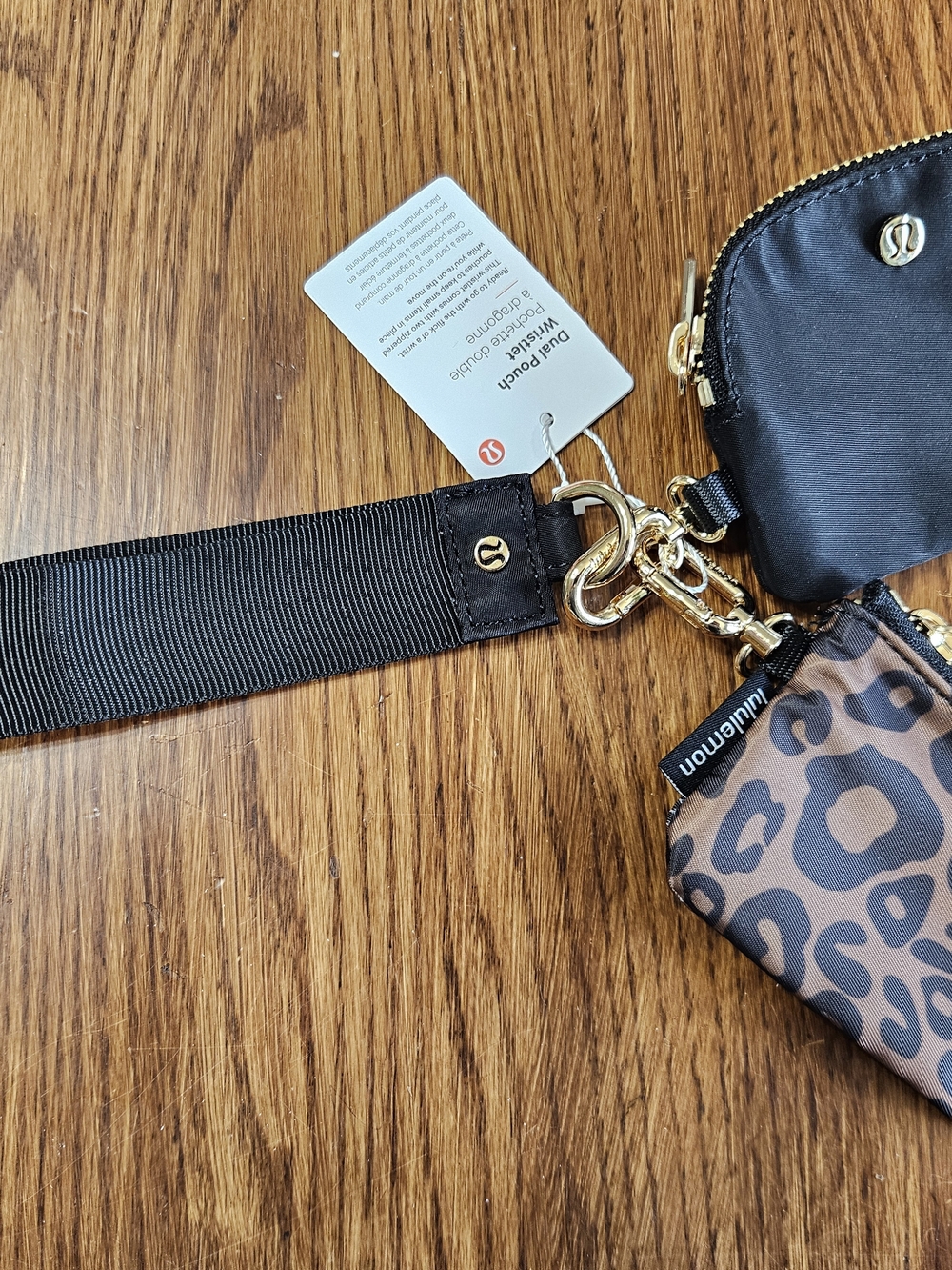lululemon athletica Black & Cheetah Print Wristlet Set